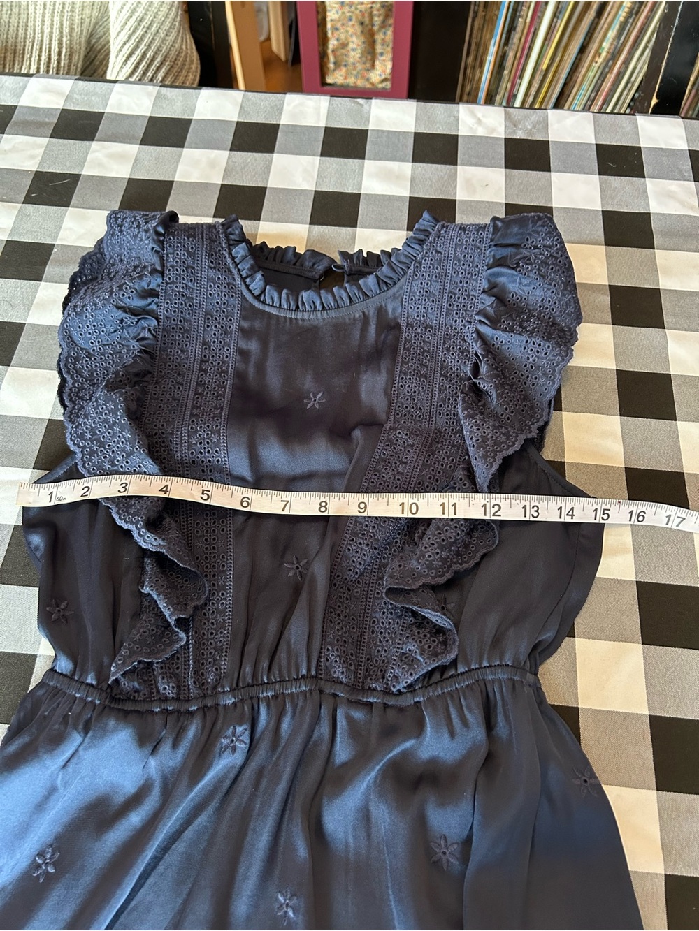 Sunday Best Navy Eyelet Ruffle Mini Dress - Picture 8 of 11